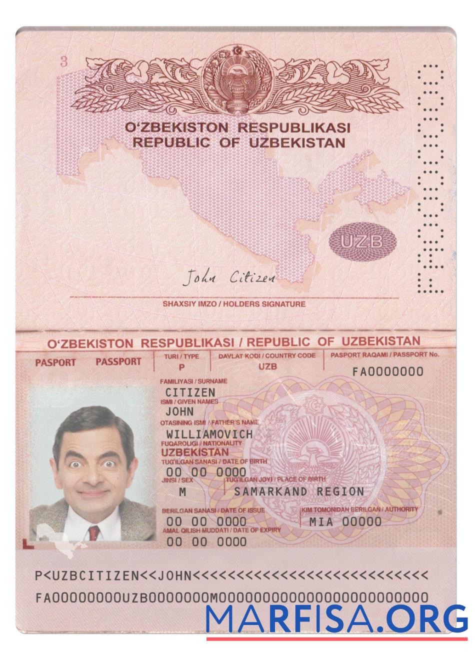 Downloadable Uzbekistan passport 2022 present template